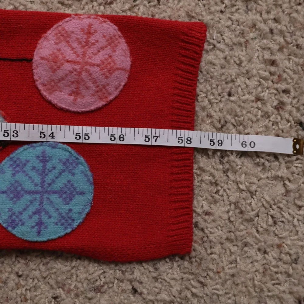 Unbranded Red Holiday Knit Scarf Ornament Snowflake Applique RN 26128 Festive